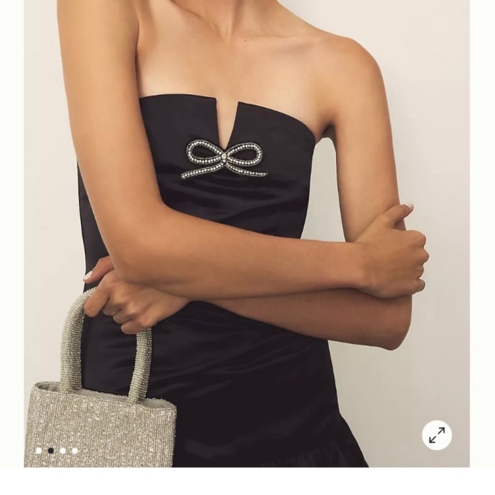 New Dress Maeve by Anthropologie Black Strapless with Bow Detail Medium - Picture 12 of 13